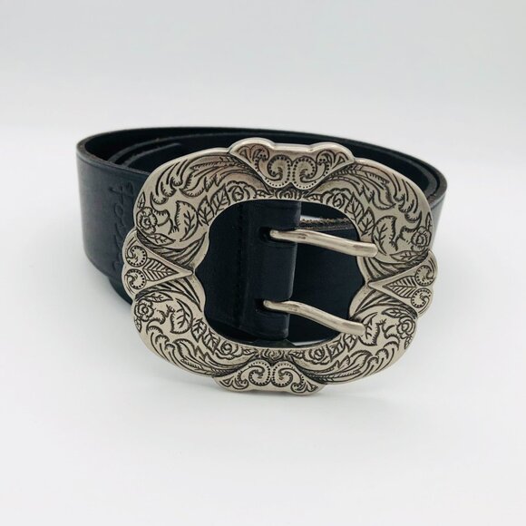 Women's Fossil Leather Western Style Black Belt Size Small - Picture 2 of 4